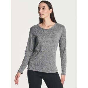 Real Essentials Active Long Sleeve Performance Top Gray Space Dye Size 2X